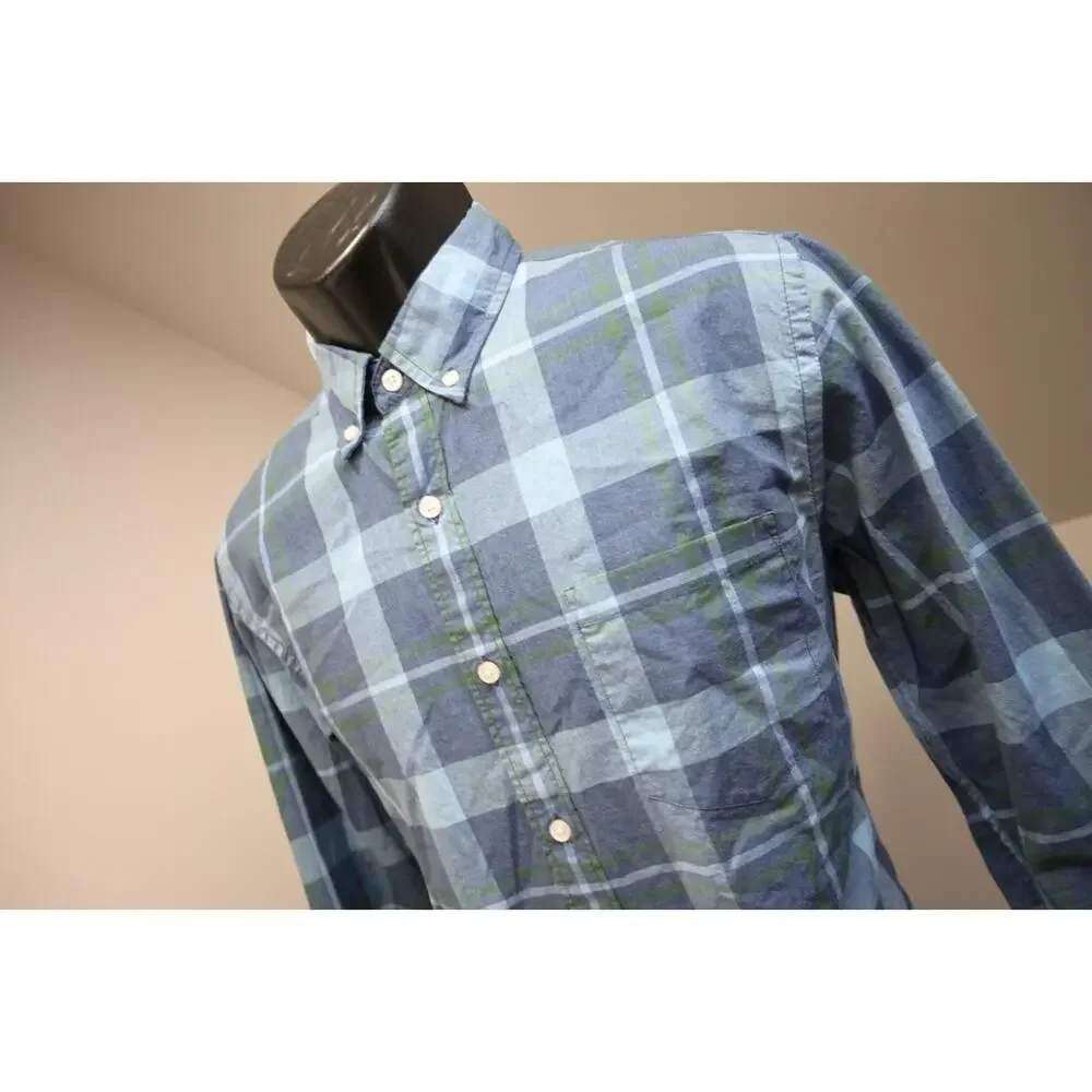 J‎ Crew Dress Shirt Heathered Cotton Plaid Long Sleeve Button Up Mens Medium